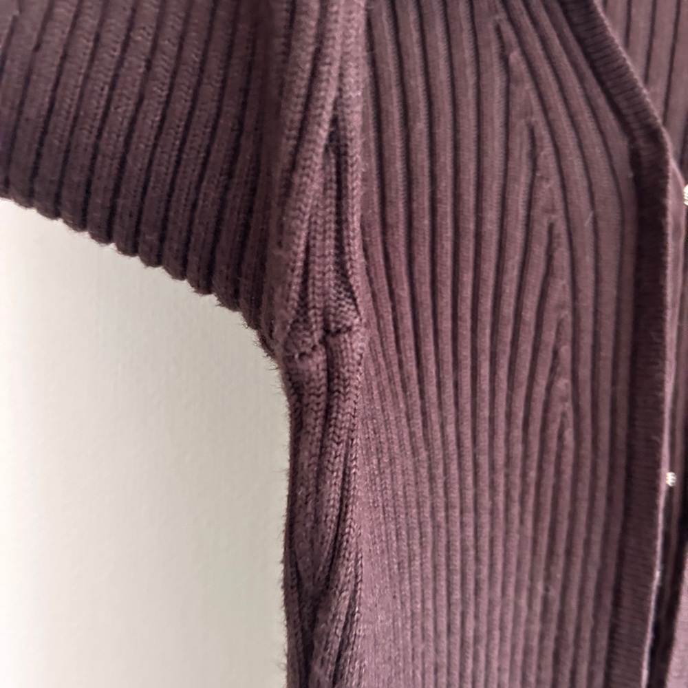 Y2K ABERCROMBIE & FITCH Chocolate Brown Ribbed Knit Polo Bodycon Mini Dress Sz S - Picture 5 of 10